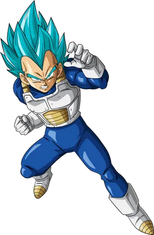 Super Saiyan Blue Vegeta Action Pose PNG image