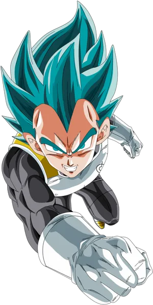 Super Saiyan Blue Vegeta Action Pose PNG image