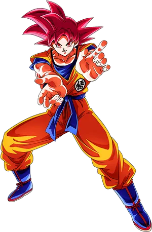 Super Saiyan God Goku Pose PNG image