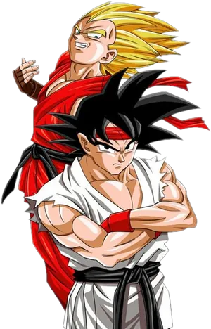 Super Saiyan Gokuand Base Form Goku Illustration PNG image