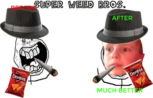 Super Weed Bros_ Transformation_ Meme.png PNG image