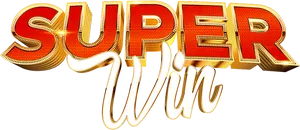 Super Win Golden Text Design PNG image