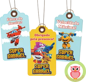 Super Wings Custom Party Tags PNG image