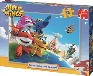 Super Wings Puzzle Box Art PNG image