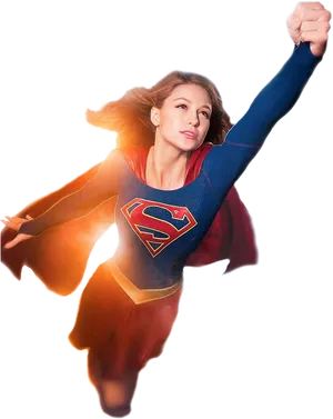 Supergirl Flying Heroic Pose PNG image