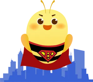 Superhero Bee Cartoon PNG image