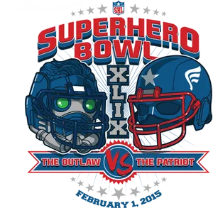 Superhero Bowl Outlaw V S Patriot Graphic PNG image