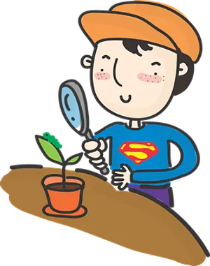 Superhero Boy Gardening Cartoon PNG image