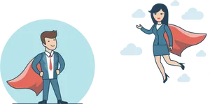 Superhero Business People Cartoon