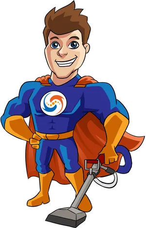 Superhero Cleaner Cartoon Character PNG image
