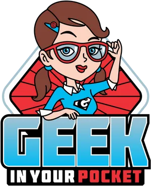 Superhero Geek Girl Cartoon PNG image