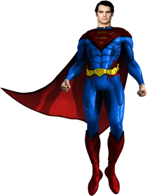 Superman Full Body Costume Pose PNG image