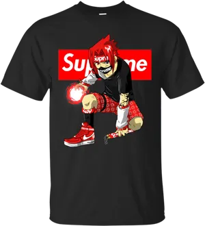 Supreme Anime Character Tshirt Design PNG image
