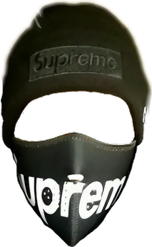 Supreme Branded Black Face Mask PNG image