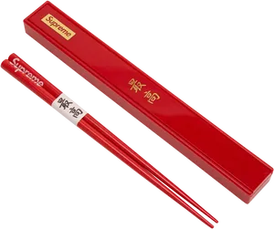 Supreme Branded Red Chopsticks PNG