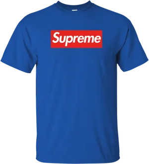 Supreme Logo Blue Tshirt PNG image