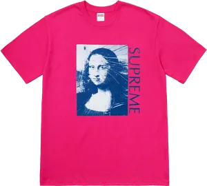 Supreme Mona Lisa T Shirt Pink PNG image