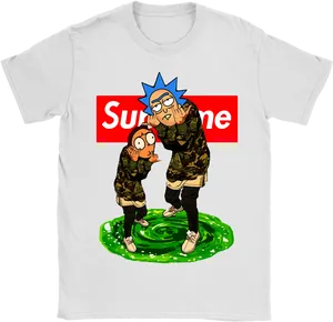 Supreme Rickand Morty T Shirt Design PNG image