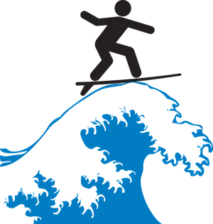 Surfer Silhouetteon Wave PNG image