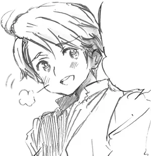 Surprised Anime Character Sketch PNG image