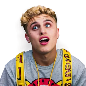 Surprised Blonde Man Yellow Graphic Tee PNG image