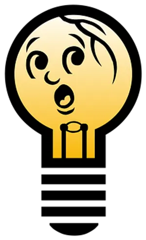 Surprised Cartoon Face Idea Bulb PNG image