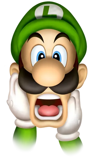 Surprised Luigi Portrait PNG image