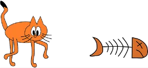 Surprised Orange Cat Fishbone PNG image