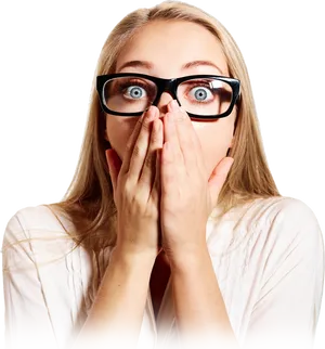 Surprised Woman Covering Mouth With Hands PNG image