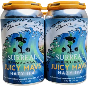 Surreal Brewing Non Alcoholic Juicy Mavs Hazy I P A PNG image