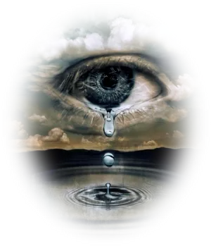 Surreal Eye Tears Reflecting Reality PNG image