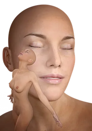 Surreal Female Portraitwith Miniature Figure
