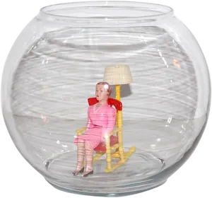 Surreal Fishbowlwith Figureand Lamp PNG image