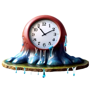 Surreal Melting Clock Landscape Png Exx94 PNG image