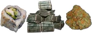 Sushi Money Weed Concept PNG image