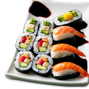 Sushi On Ceramic Plate PNG Uxq