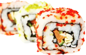 Sushi Rolls With Roe Top View