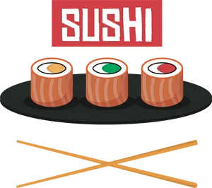 Sushi Rollsand Chopsticks PNG image