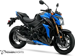 Suzuki Blueand Black Motorcycle PNG image