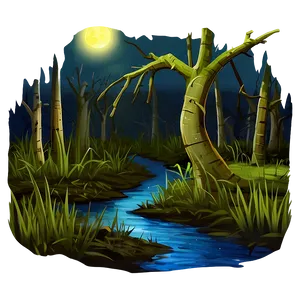 Swamp Under Moonlight Png 06122024 PNG image