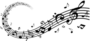 Sweeping Musical Notes Graphic PNG image