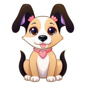 Sweet Kawaii Dog Illustration Png 3 PNG image