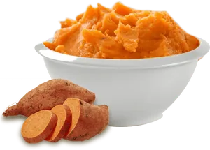 Sweet Potato Pureeand Slices PNG image