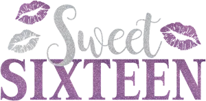 Sweet Sixteen Glitter Text PNG image