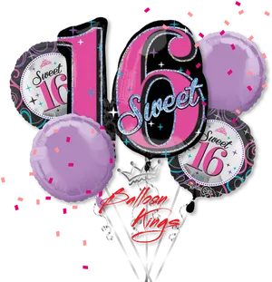 Sweet16 Birthday Balloons PNG image