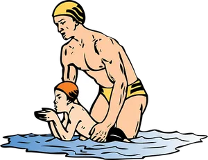 Swimming Lesson Cartoon PNG image