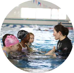 Swimming_ Lesson_ Instructor_with_ Children.png PNG