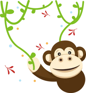 Swinging Monkey Cartoon PNG image