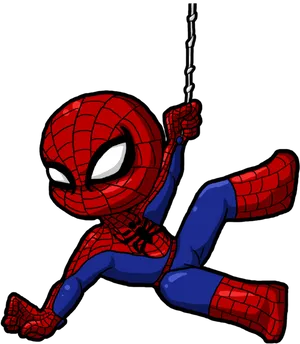 Swinging Spiderman Cartoon PNG image