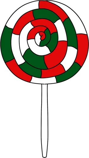 Swirled Red Green Lollipop Illustration PNG
